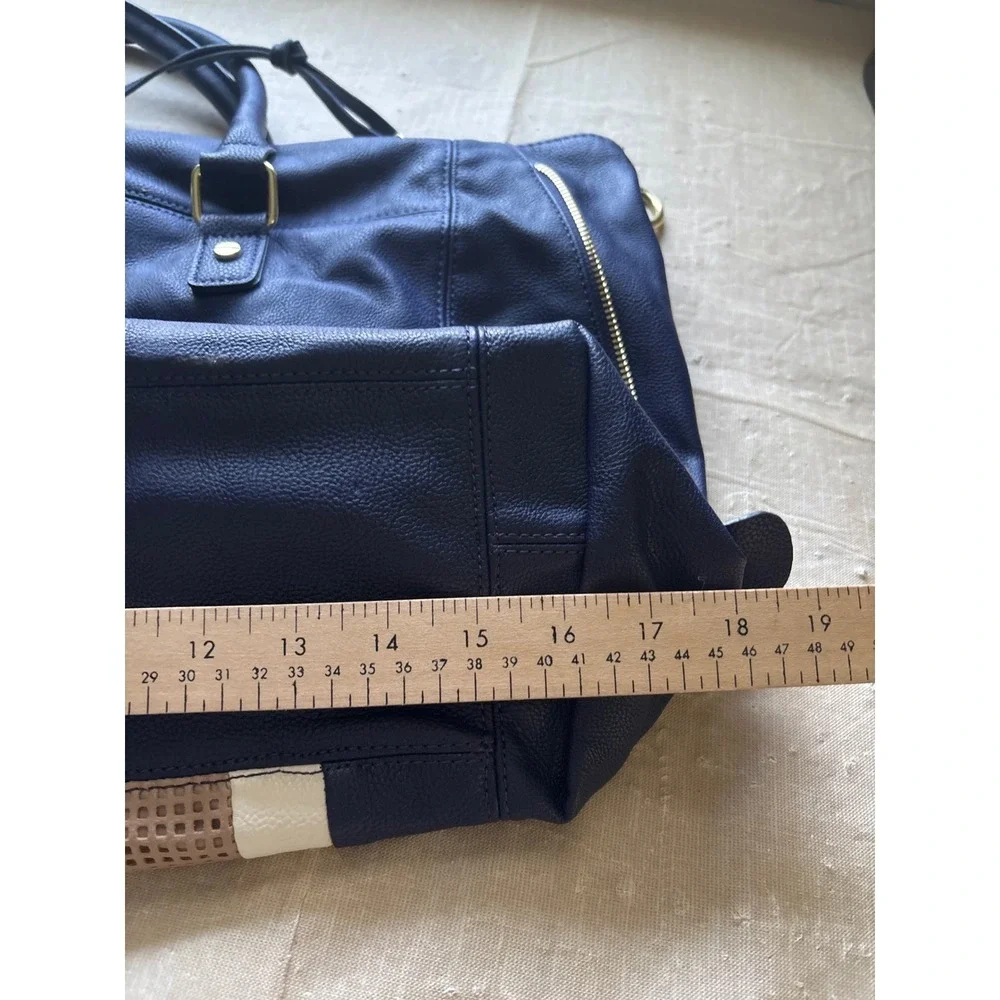 Steve Madden Satchel Bag Womens Large Navy‎ Blue Coral Colorblock Tassel